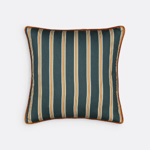 Housse de coussin Georgio en satin rayé et velours uni avec passepoil