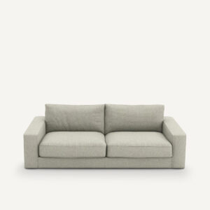 Canapé convertible Skander tweedé avec assise profonde et coussins surpiqués.