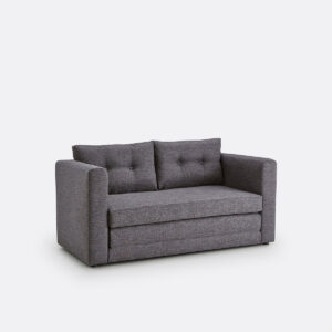 Canapé convertible Udel deux places en tissu texturé, au style néo-industriel