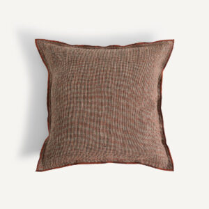 Housse de coussin Missia en lin tissé teint avec biais contrasté