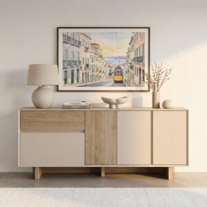 Buffet Arka Casanova Paris beige, façade à quatre portes