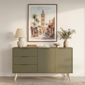 Buffet Uro Casanova Paris vert, présenté avec ses dimensions de 140 × 40 × 81 cm
