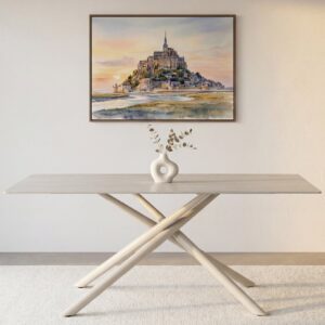 Table à manger Toma beige avec plateau de 180 cm de longueur