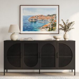 Buffet Nuvia Casanova Paris noir, aux dimensions de 160 × 40 × 90 cm