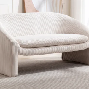 Canapé Vente-unique.com OSSANA en velours côtelé crème à deux places