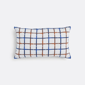 Housse de coussin Milford en coton, recto brodé et verso bleu uni