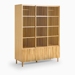 Armoire Bilbao La Redoute en chêne avec six portes coulissantes et basses
