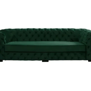 Canapé Chesterfield STANLEY en velours vert sapin, dossier capitonné et accoudoirs