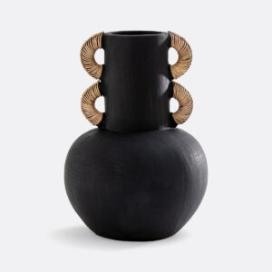 Vase Kuro LA REDOUTE INTERIEURS en céramique avec anses en rotin