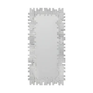 Miroir LOLA argenté en acier inoxydable, à suspendre au mur, format vertical