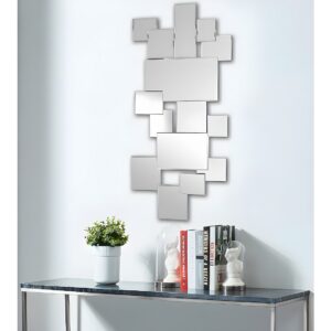 Miroir AROL mural argenté composé de plusieurs petits miroirs, présenté verticalement