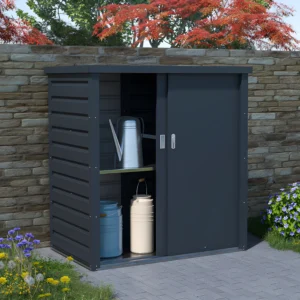 Armoire de jardin REIVAX en acier galvanisé gris avec deux portes
