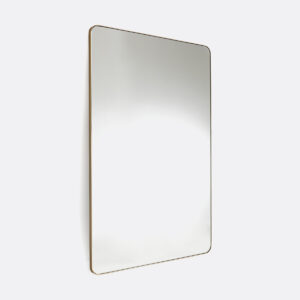 Miroir IODUS rectangulaire avec cadre en fer, présenté en finition noire ou laiton