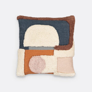 Housse de coussin Joan en coton avec motif géométrique tufté et verso uni