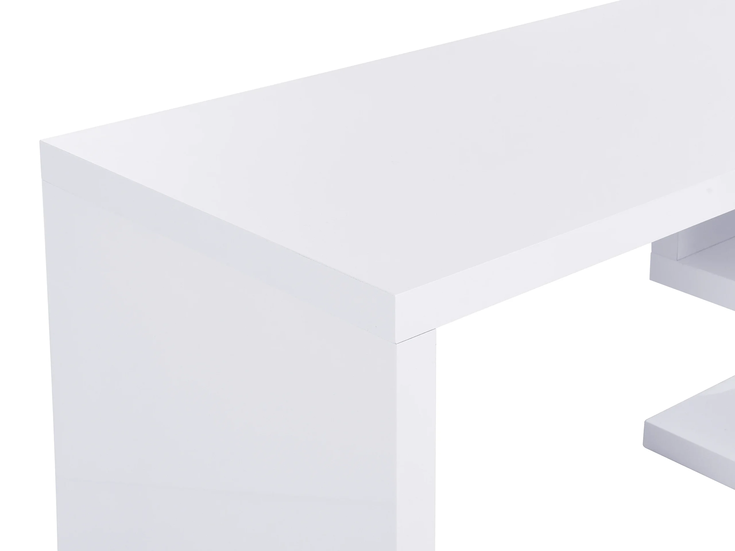 Bureau extensible avec plateau pivotant 360°- MDF laqué - Blanc et doré - NICEPHORE II