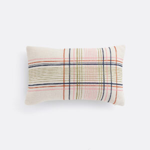 Housse de coussin MAPOÉSIE rectangulaire en coton avec carreaux brodés sur le recto