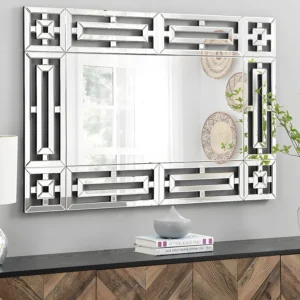 Miroir mural LOAYE argenté en verre miroir avec structure en acier inoxydable