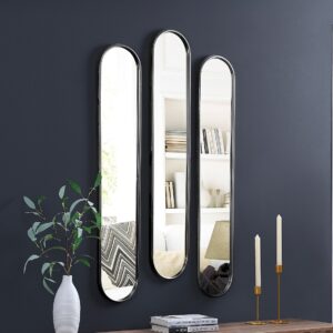 Lot de trois miroirs JAYLEN ovales noirs en métal à fixer au mur