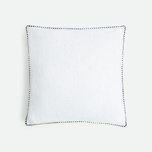 Housse de coussin ELBA en lin avec contour brodé et fermeture zippée