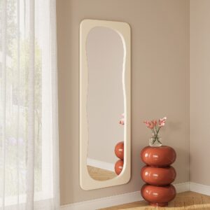 Miroir HAIMEI ivoire brillant, vertical, aux contours organiques