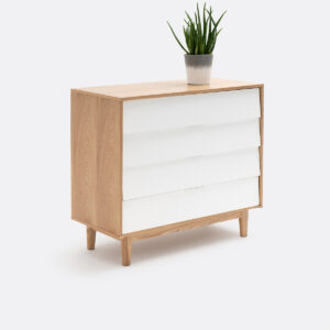 Commode LA REDOUTE INTERIEURS Jimi à quatre tiroirs, bois clair et blanc