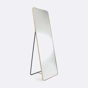 Miroir Iodus sur pied avec structure en métal fer, finition noire ou laiton