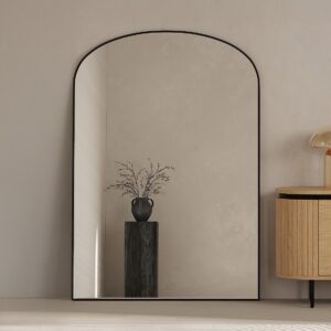 Miroir SONAVA noir en arche, cadre aluminium, pour pose murale ou au sol