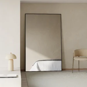 Miroir MYRA rectangulaire, grand format, cadre noir en aluminium