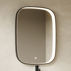 Miroir RISOLINA rectangulaire à éclairage LED et contour noir mat