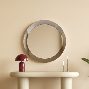 Miroir ZIRYA rond chromé de 90 cm avec cadre en aluminium
