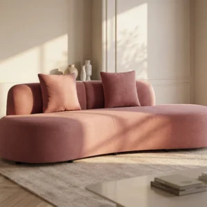 Canapé Vente-unique.com BASILIANA en velours rose avec assise trois places