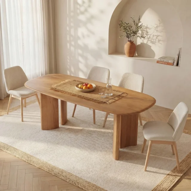 Table à manger ISLARA ovale en bois de manguier massif naturel
