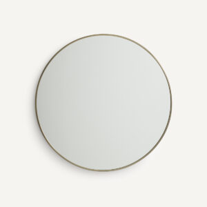 Miroir AM.PM Caligone rond en acier brossé, finition laiton vieilli