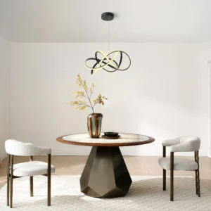 Suspension ORUMA noire en aluminium avec rubans lumineux entrelacés