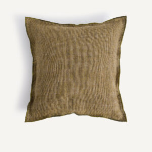 Housse de coussin AM.PM MISSIA en lin chambray avec biais contrasté