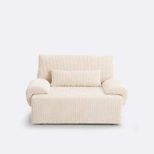 Canapé convertible Maona en velours côtelé avec coffre et couchage d’appoint