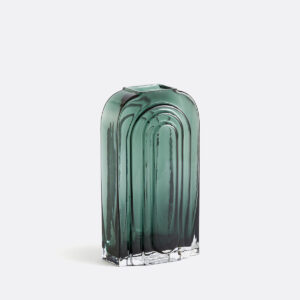 Vase Arkenvia en verre à motif graphique en arche, présenté seul