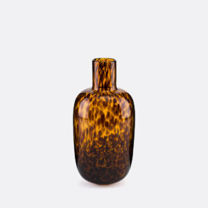 Vase Fauvita en verre ambré avec motif léopard, haut de 30 cm