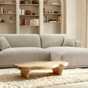 Canapé Casanova Paris Rosalie Angle beige en tissu chenille avec méridienne