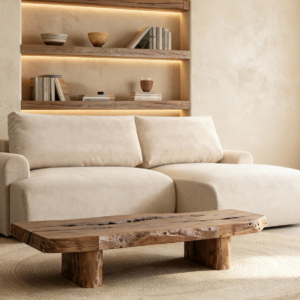 Canapé d'angle Raphaelle beige avec méridienne et couchage annoncé