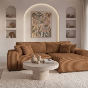 Canapé Caisa Angle Casanova Paris terracotta avec méridienne et assise d’angle