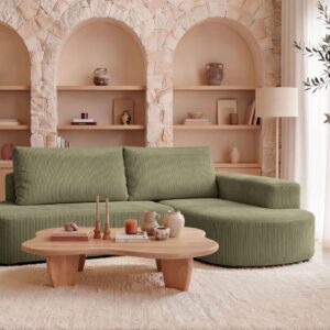 Canapé d'angle Mirea Casanova Paris vert avec couchage annoncé
