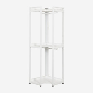 Armoire Ariaster Sklum blanche, ouverte, avec structure en acier et étagères