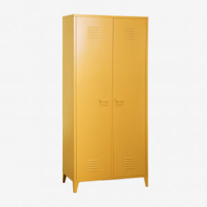 Armoire casier Pohpli Sklum jaune en acier avec deux portes et fentes de ventilation