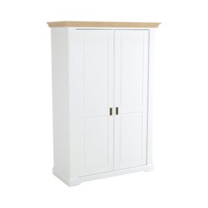 Armoire CAMIF Appoline blanche mate avec bordure en chêne massif