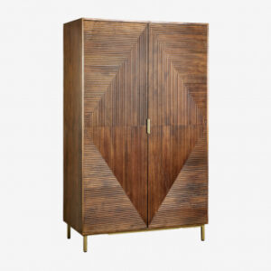 Armoire Baty Sklum en manguier avec relief géométrique et deux portes