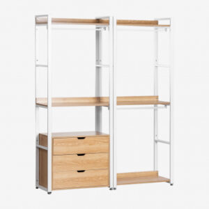 Armoire Ariaster Sklum ouverte avec étagères, tiroirs et barres