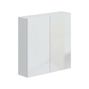 Armoire murale Dmora blanche brillante avec deux portes et étagères intérieures