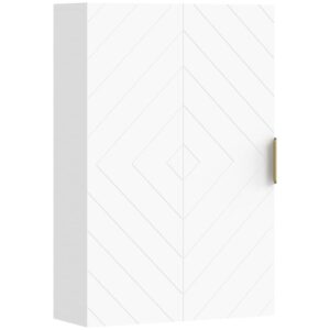 Armoire salle de bain Kleankin blanche avec porte et poignée dorée