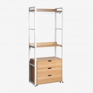 Armoire Ariaster Sklum avec étagères, tiroirs et barre de penderie en acier et MDF